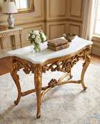 Baroque Gold Console Table – White or Brown Marble Top
