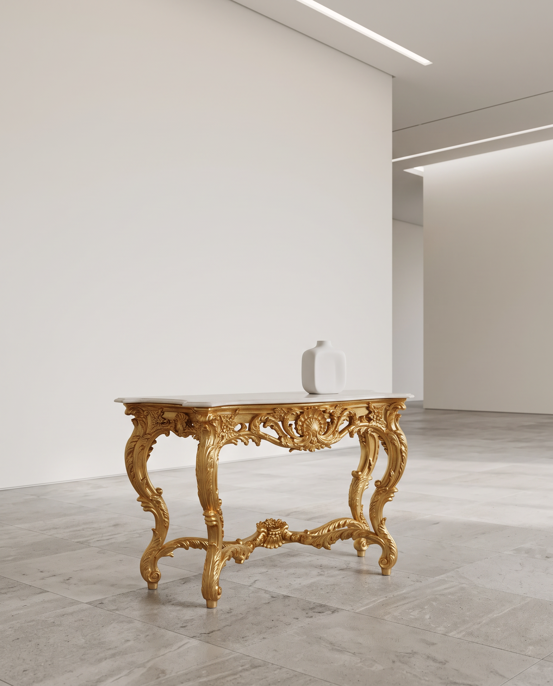 Borghese Gold Leaf Marble Console