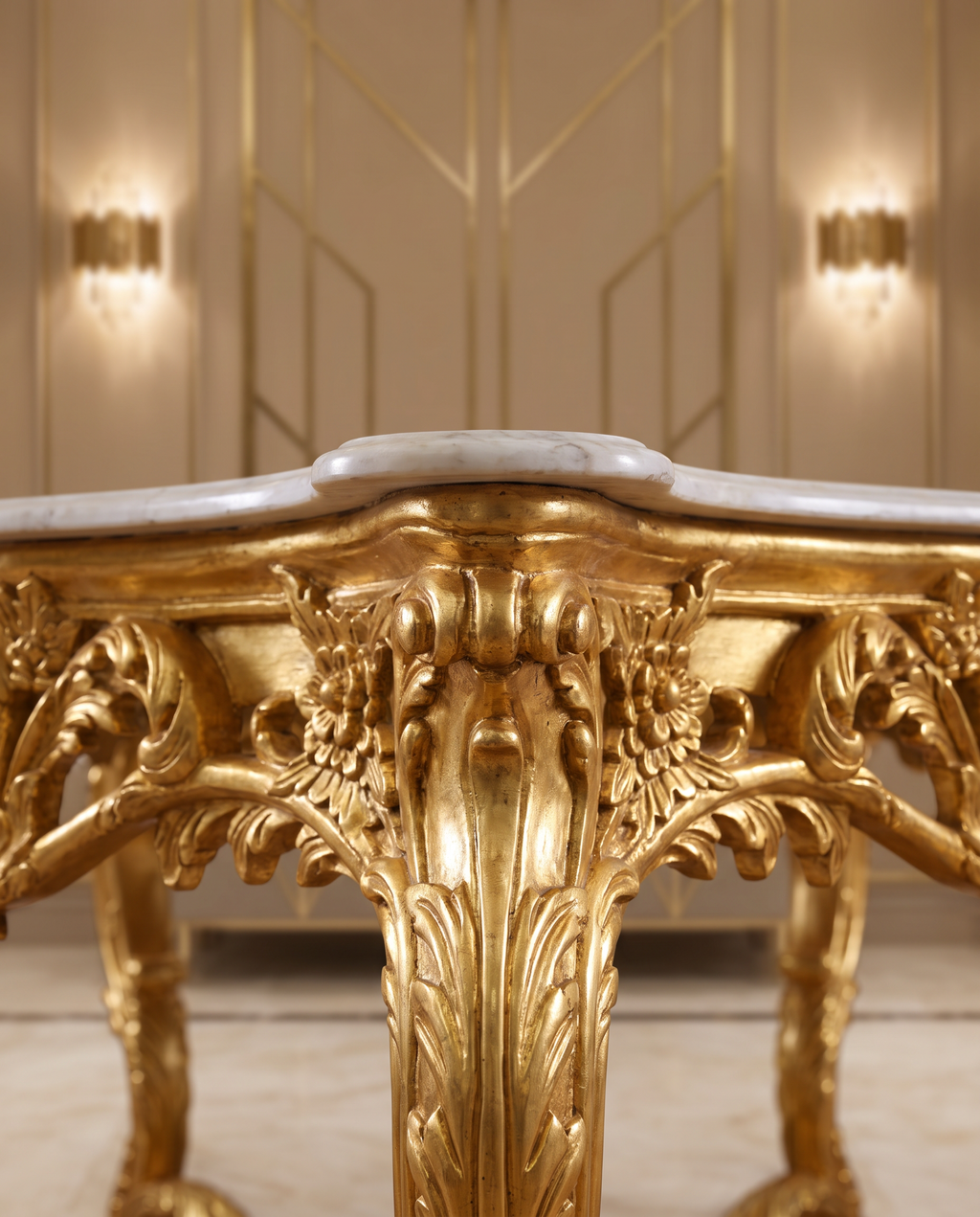 Borghese Gold Leaf Marble Console