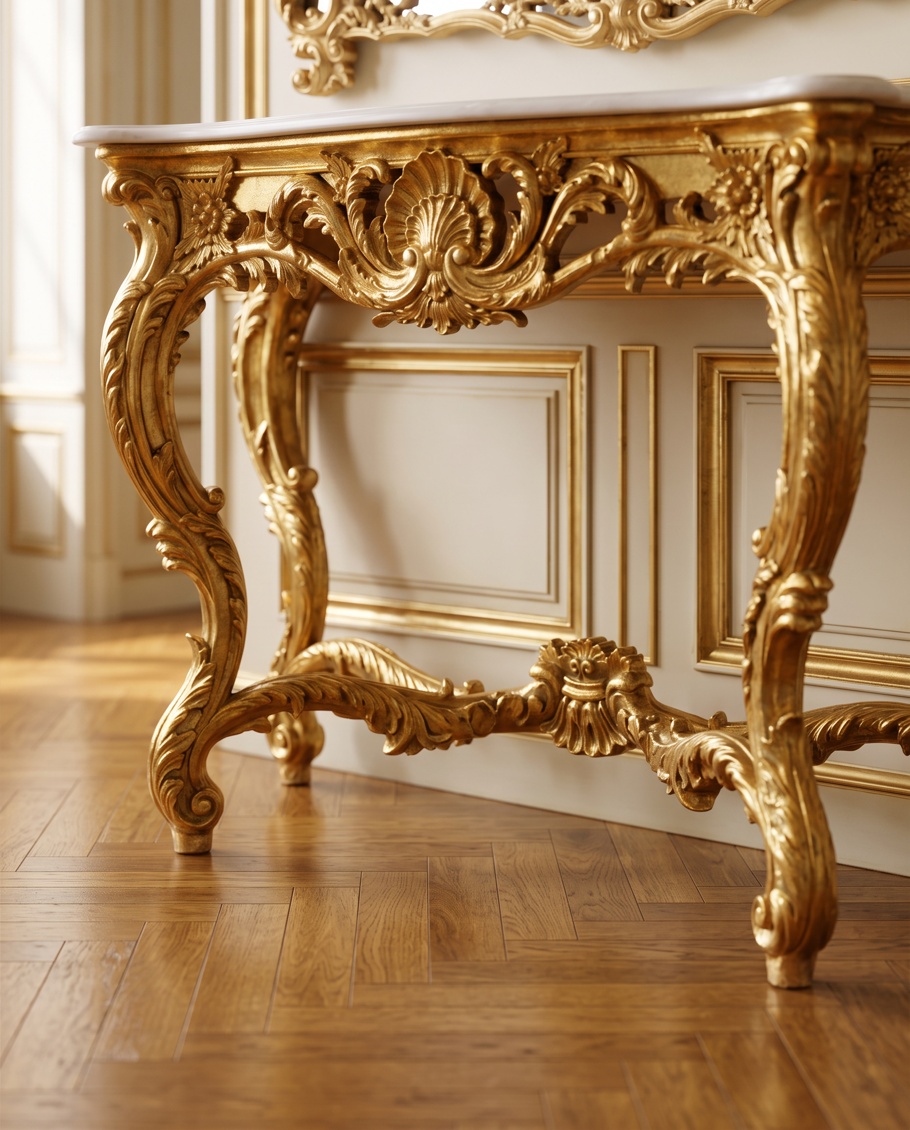 Borghese Gold Leaf Marble Console