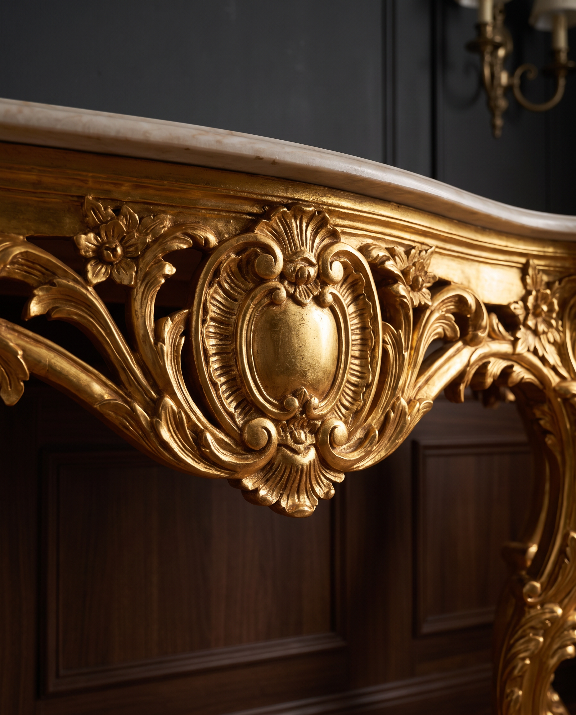 Borghese Gold Leaf Marble Console