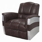 Industrial Aviator Top-Grain Leather Accent Chair – Retro Brown & Aluminum
