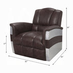 Industrial Aviator Top-Grain Leather Accent Chair – Retro Brown & Aluminum