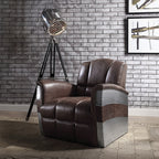 Industrial Aviator Top-Grain Leather Accent Chair – Retro Brown & Aluminum
