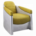 Yellow Top-Grain Leather & Aluminum Aviator Accent Chair