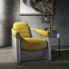 Yellow Top-Grain Leather & Aluminum Aviator Accent Chair