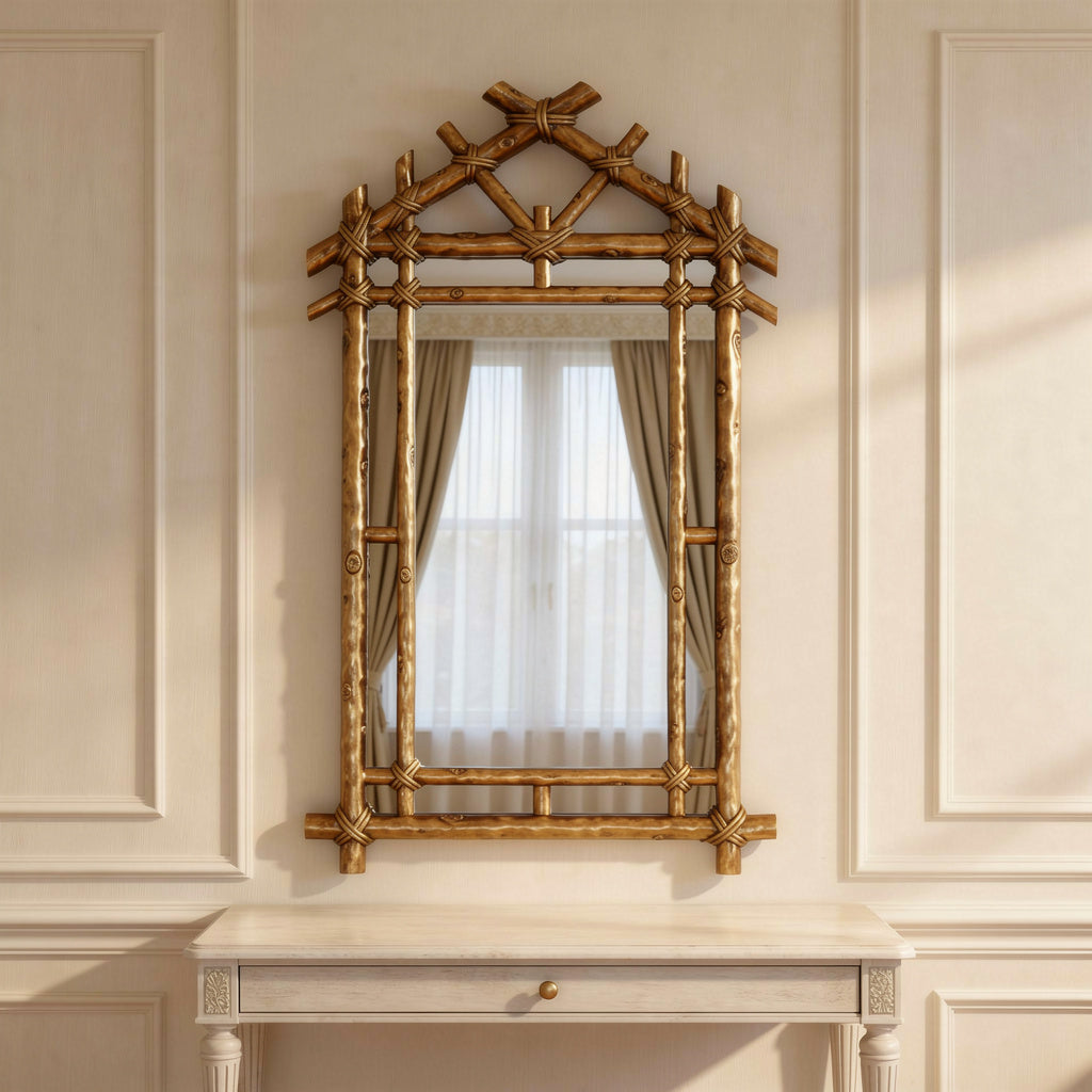 Golden Bamboo Pavilion Wall Mirror