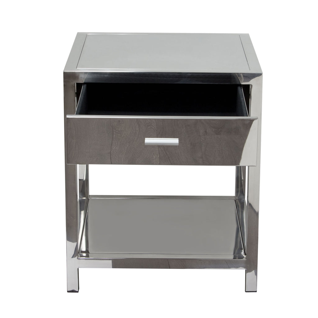 Corleo Modern Sleek Chrome Nightstand