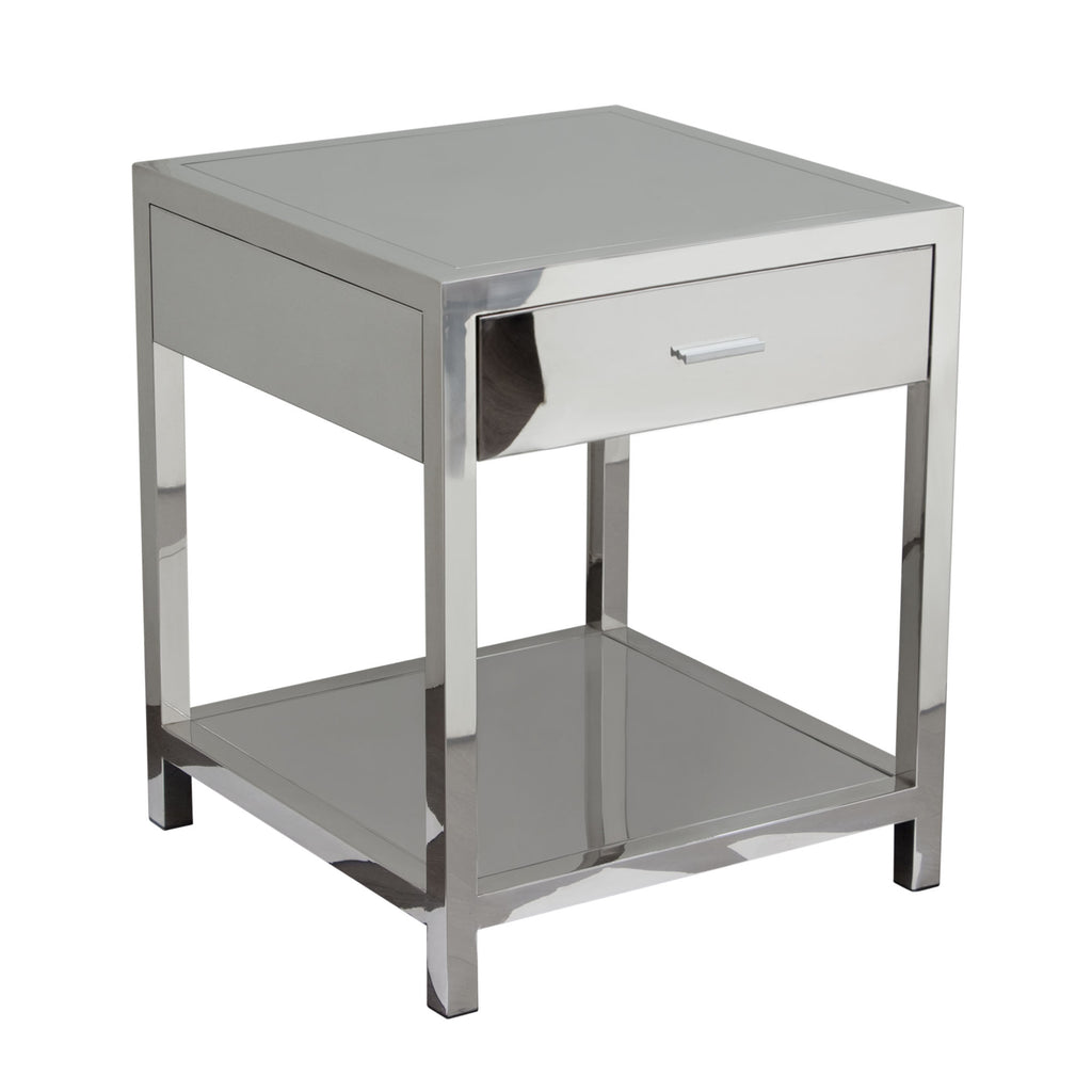 Corleo Modern Sleek Chrome Nightstand