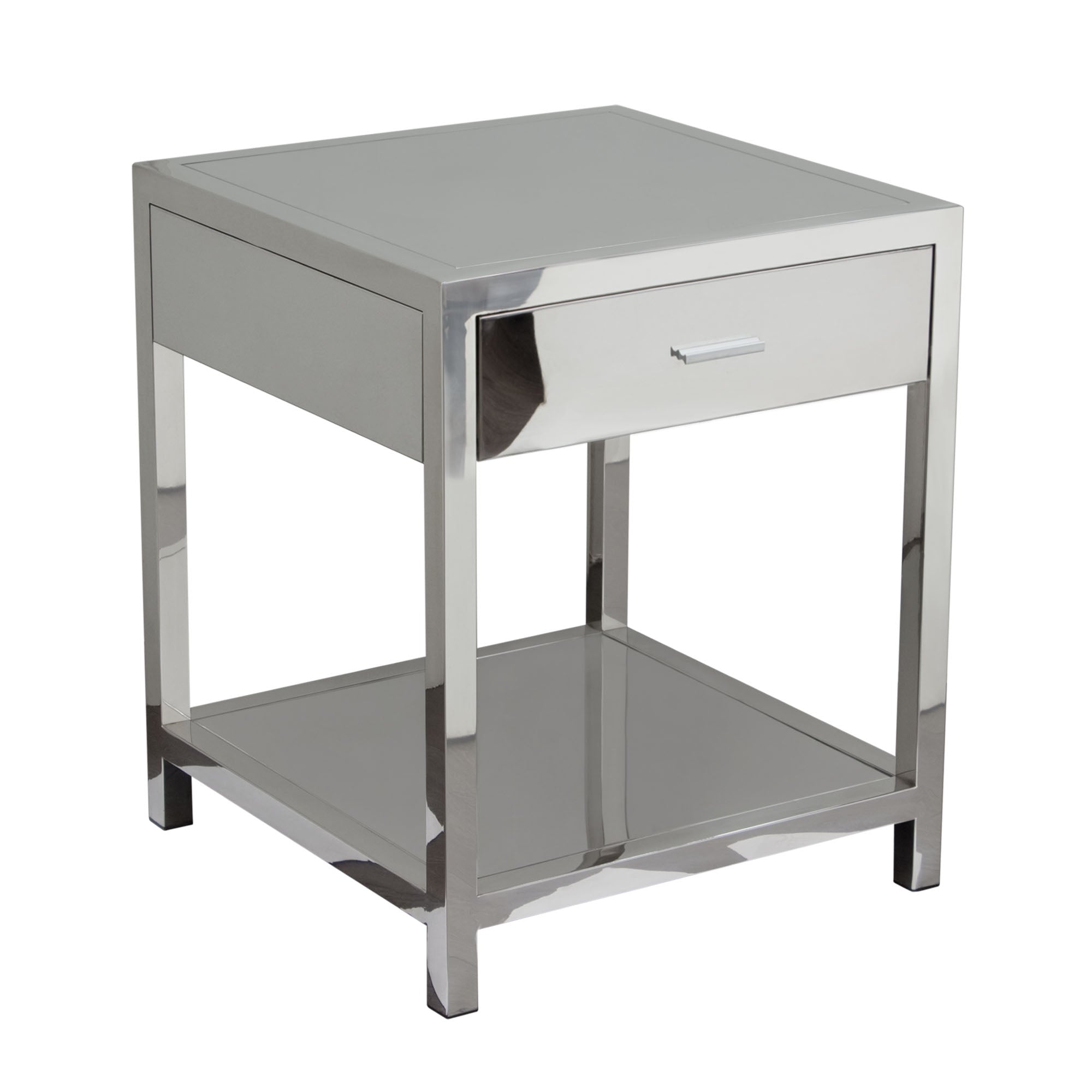Corleo Modern Sleek Chrome Nightstand