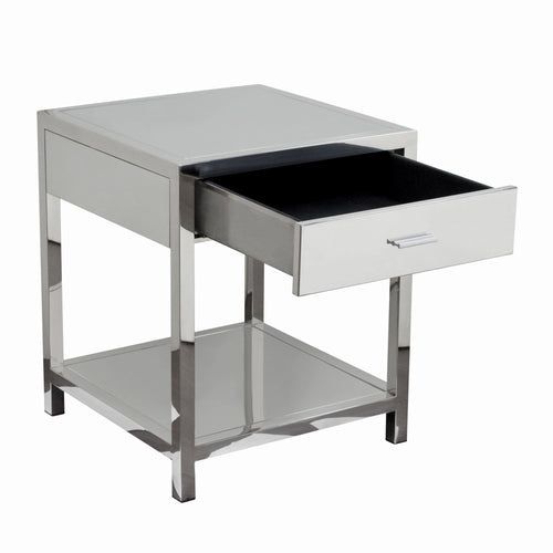 Corleo Modern Sleek Chrome Nightstand