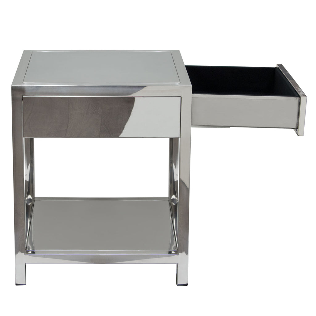 Corleo Modern Sleek Chrome Nightstand