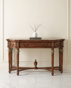 Carved Walnut Console Table with Drawers – Solid Beech