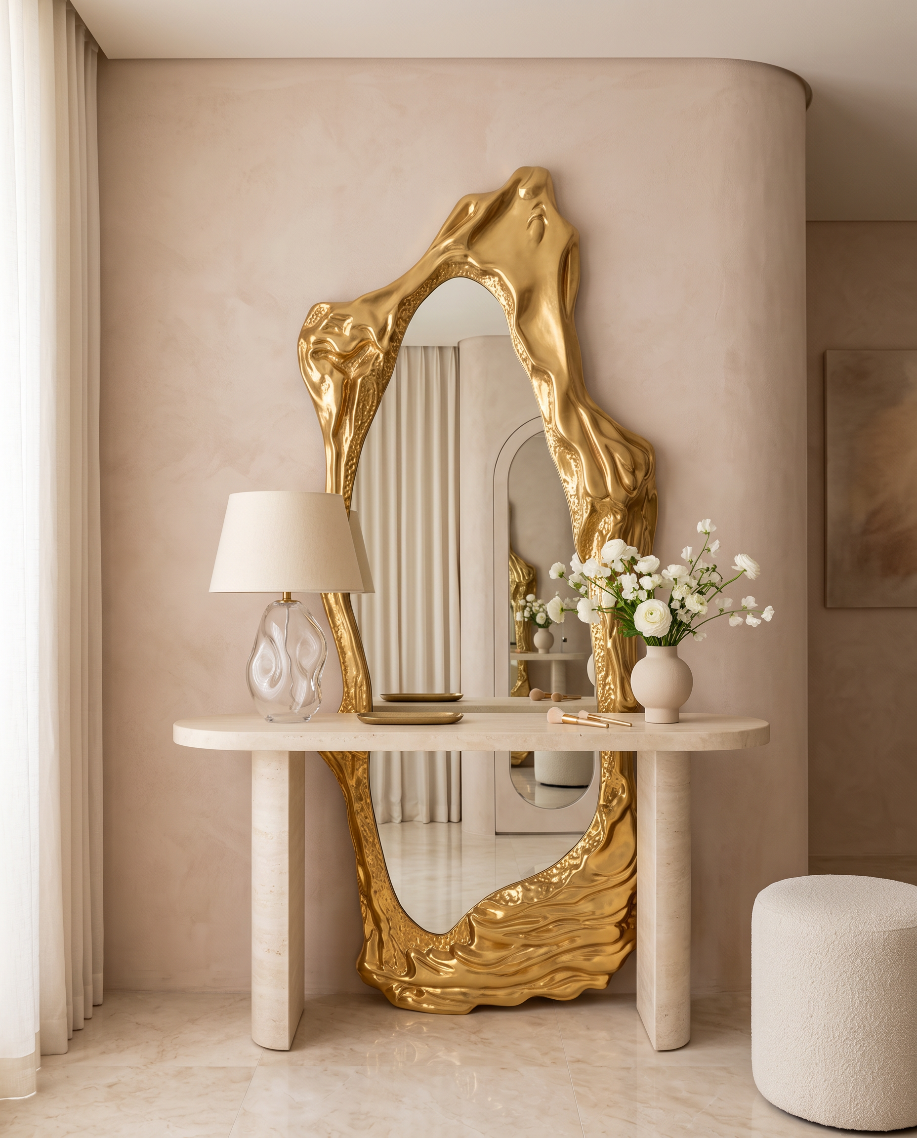 Cascata Molten Gold Floor Mirror