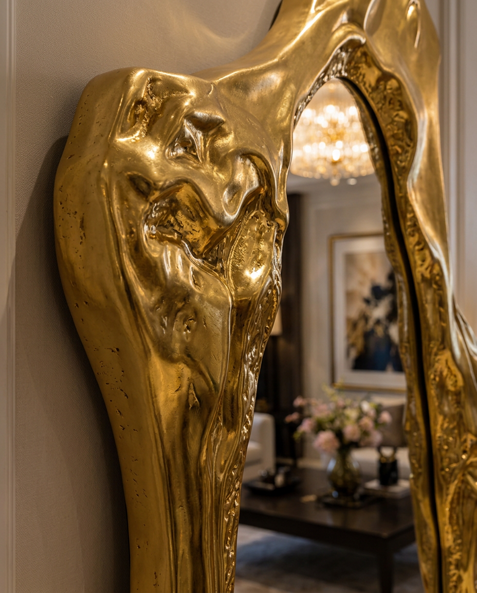 Cascata Molten Gold Floor Mirror