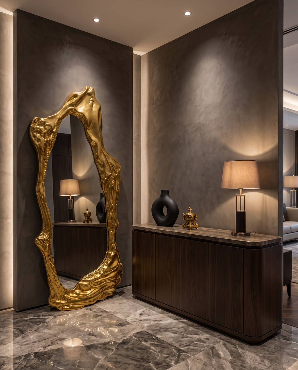 Cascata Molten Gold Floor Mirror