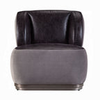 Antique Slate Leather & Gray Velvet Industrial Accent Chair
