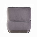 Antique Slate Leather & Gray Velvet Industrial Accent Chair