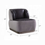 Antique Slate Leather & Gray Velvet Industrial Accent Chair