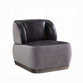 Antique Slate Leather & Gray Velvet Industrial Accent Chair