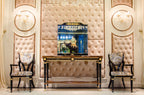 Regency Elegance Console Table – Solid Beech Wood with Black & Gold Accents