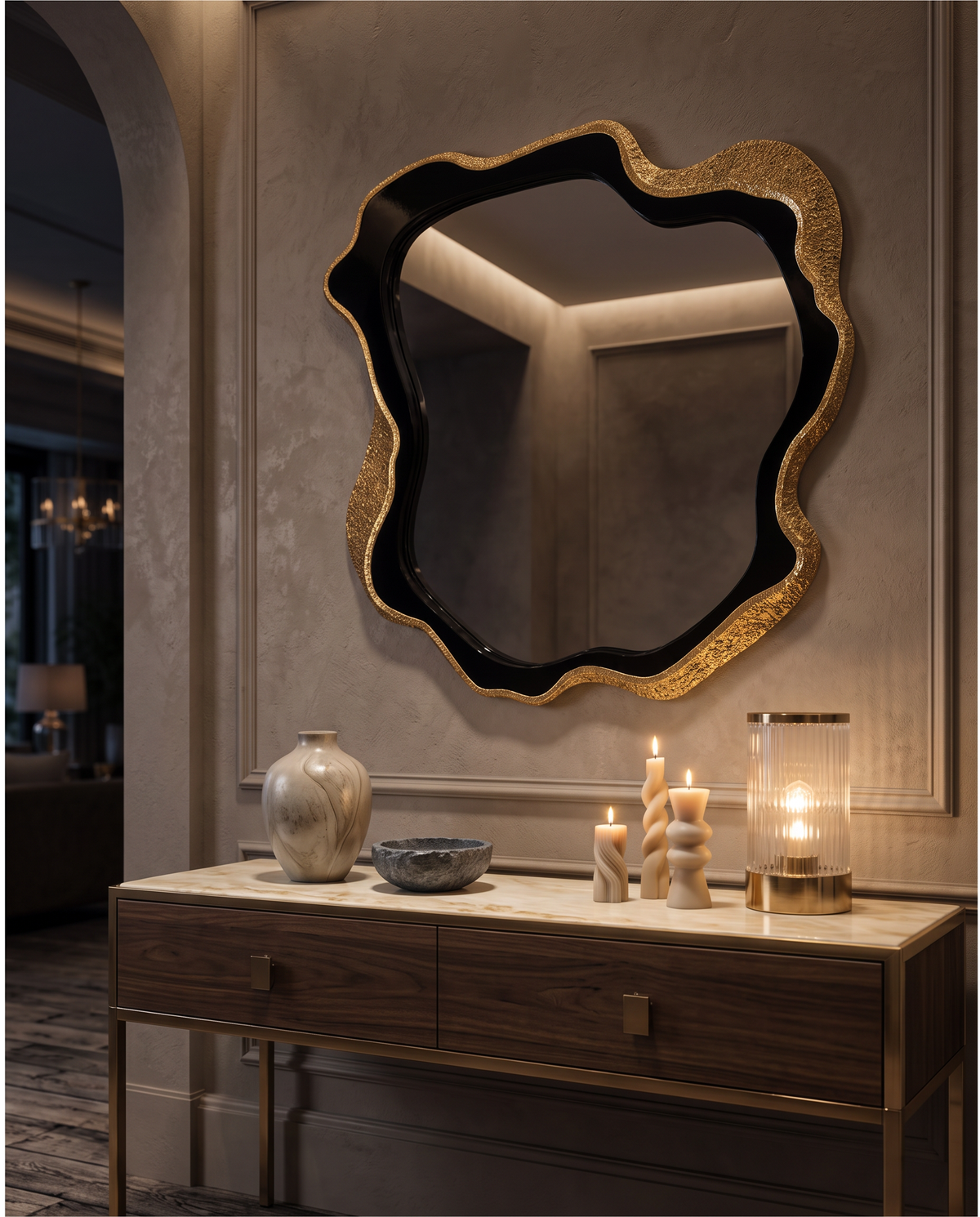 Eclisse Black & Gold Accent Mirror
