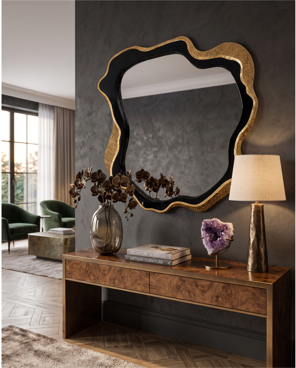 Eclisse Black & Gold Accent Mirror