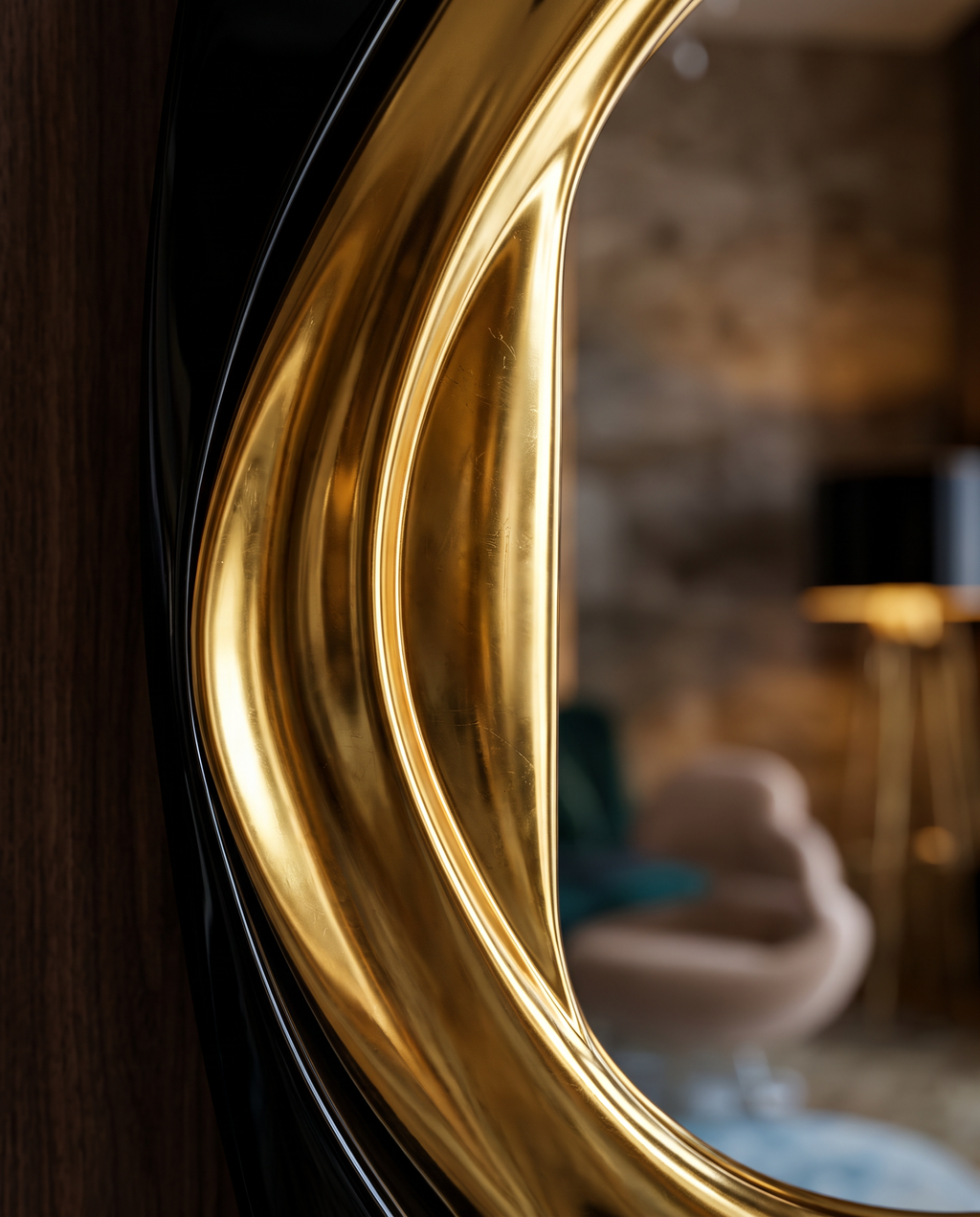 Eclisse Black & Gold Floor Mirror