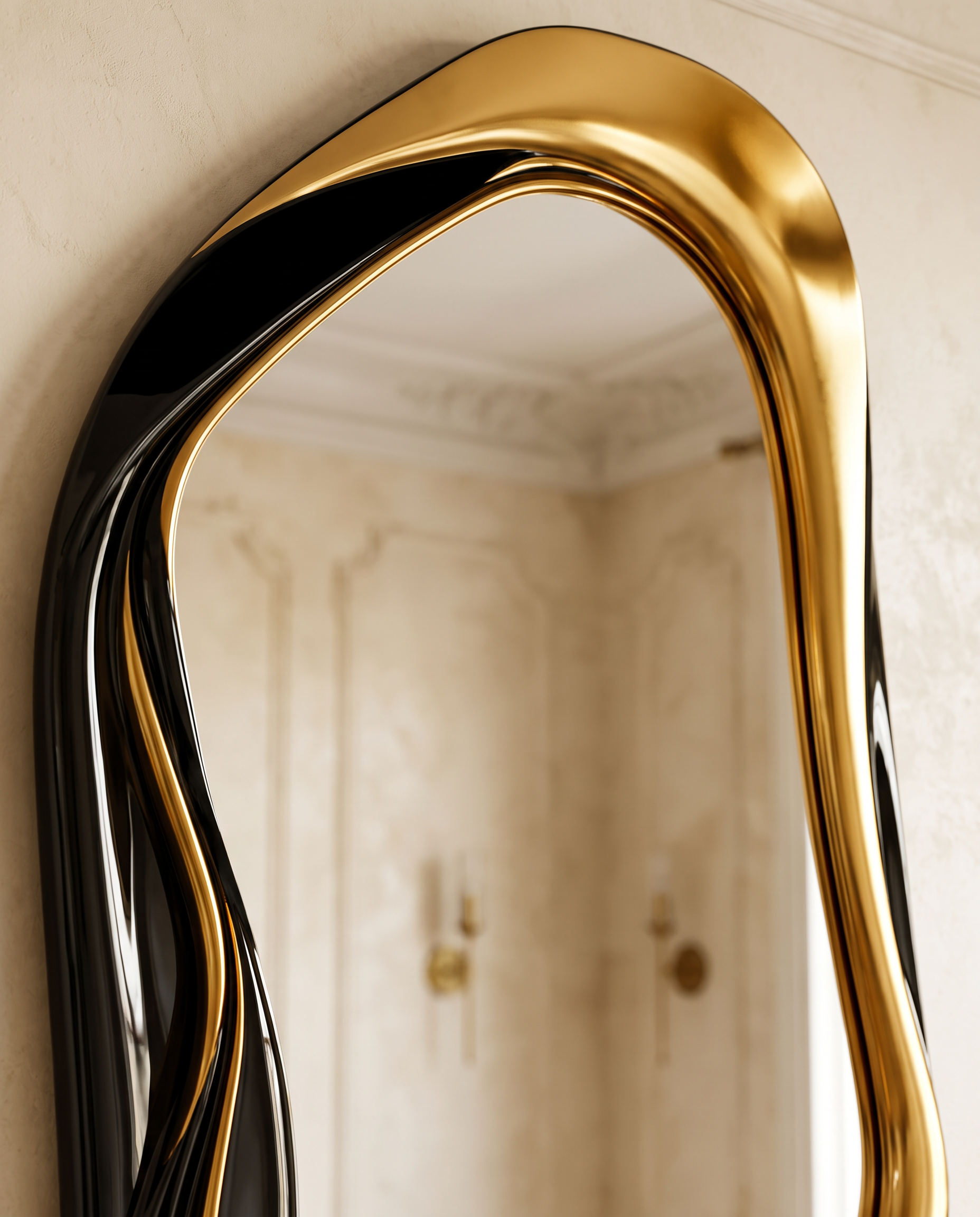 Eclisse Black & Gold Floor Mirror