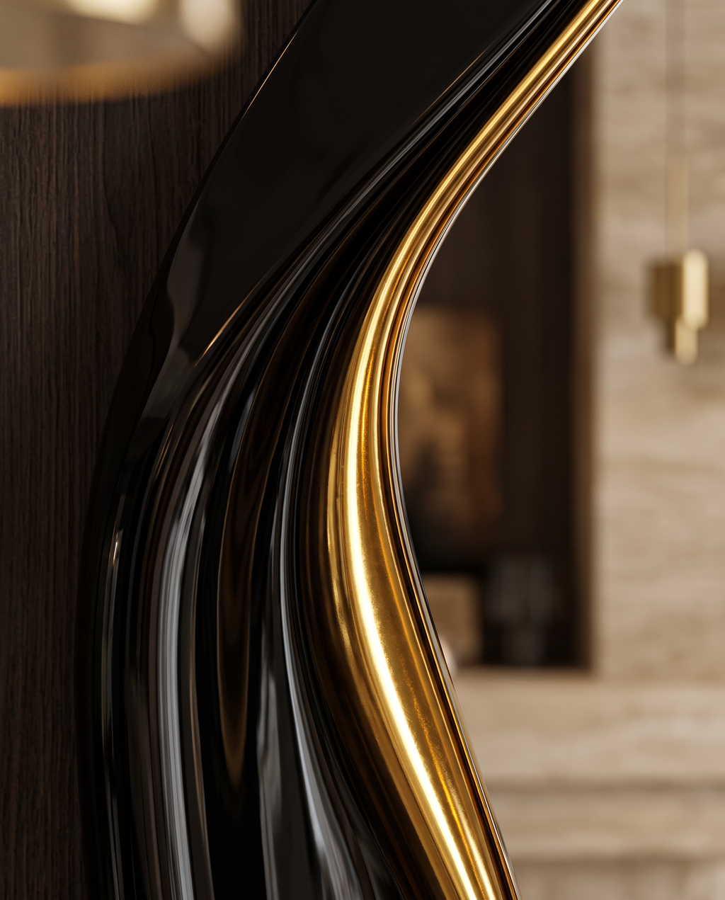 Eclisse Black & Gold Floor Mirror