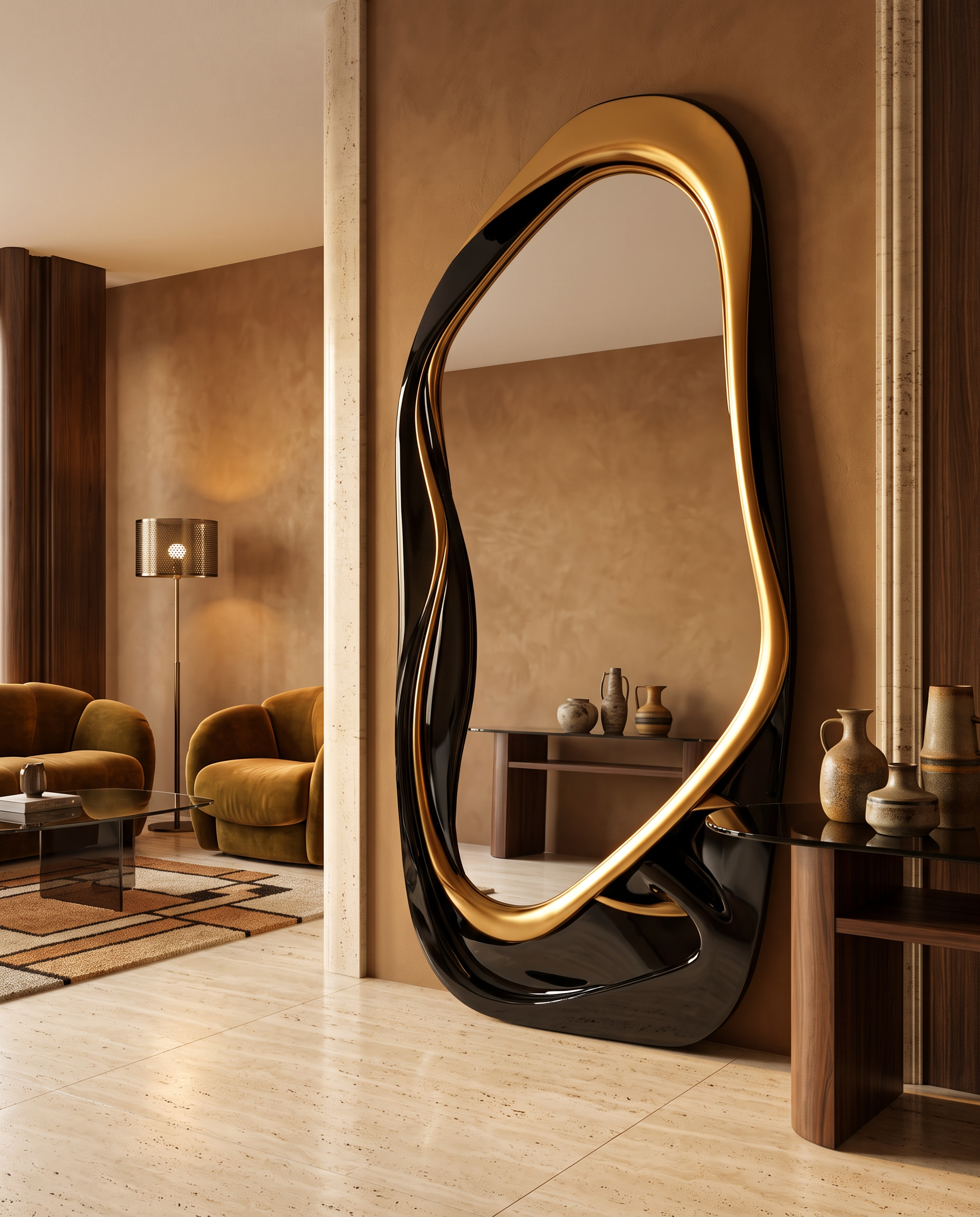 Eclisse Black & Gold Floor Mirror