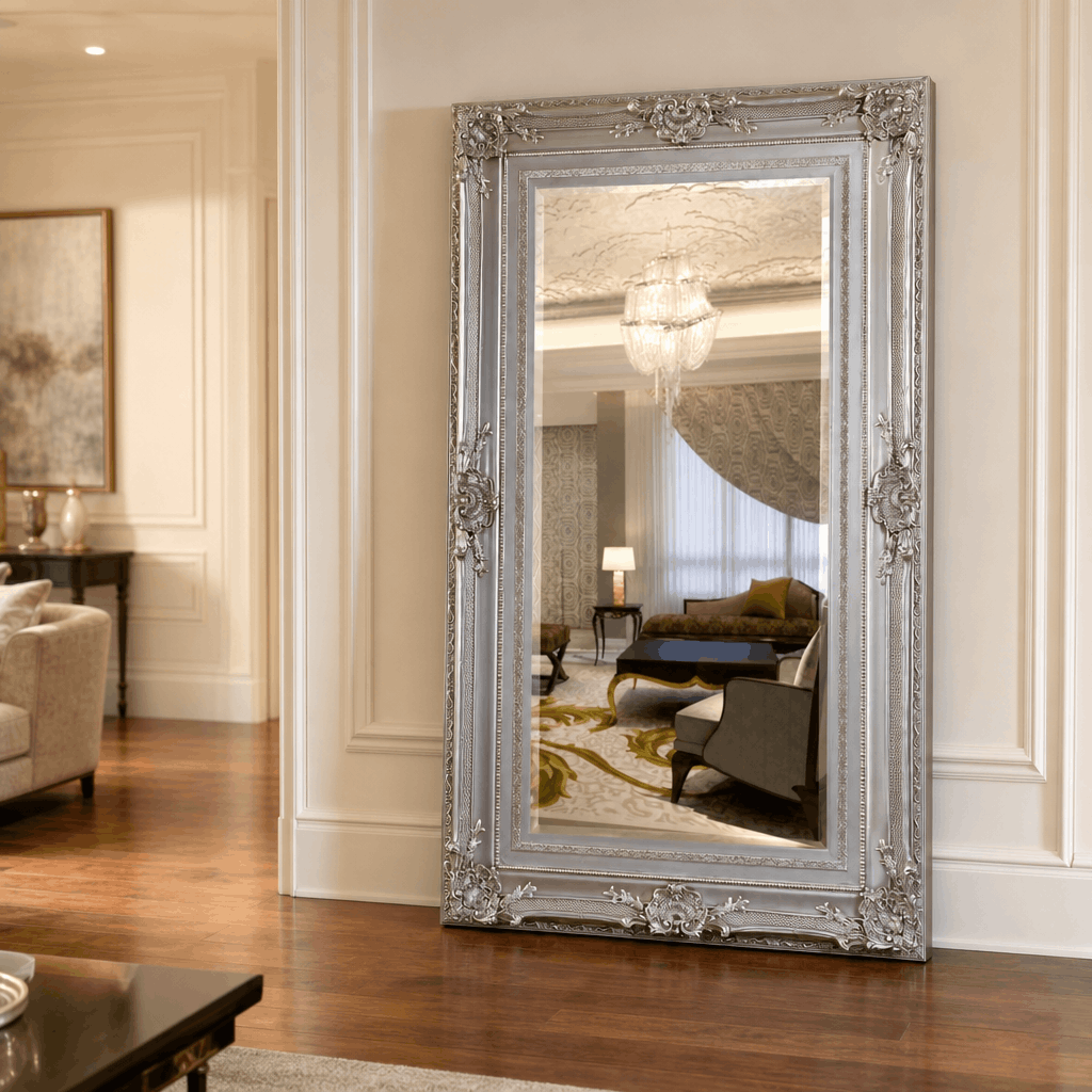 Elegant Full-Length Mirror with Ornate Frame