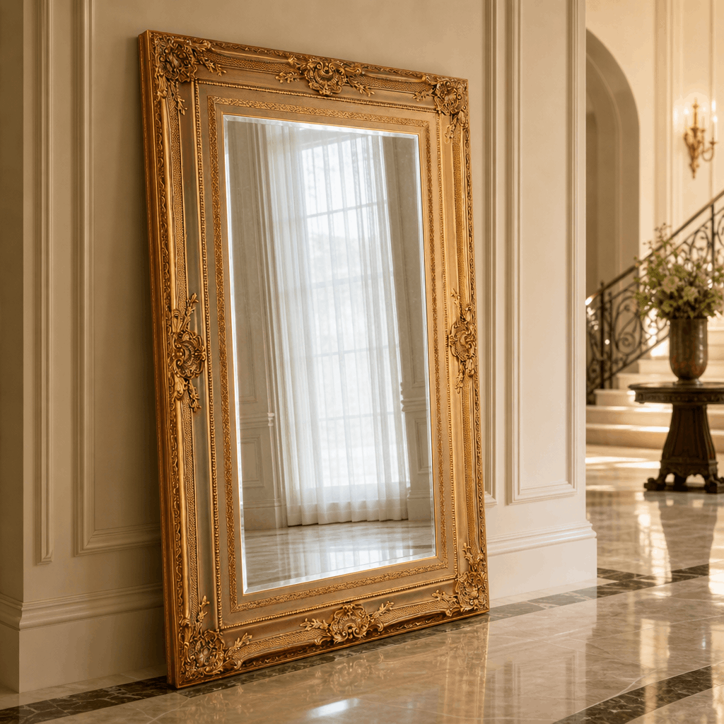 Elegant Full-Length Mirror with Ornate Frame