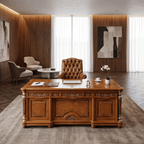 Elite Wood Desk & Leather Throne