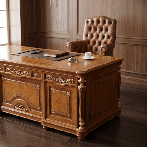 Elite Wood Desk & Leather Throne