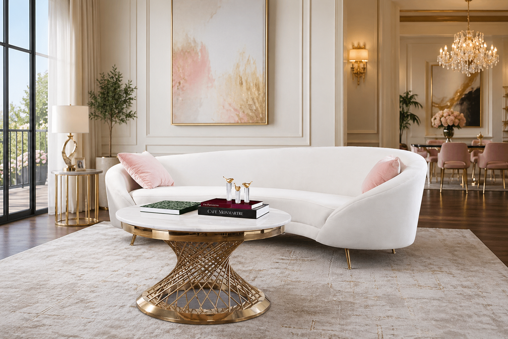 Luxury Curved Sofa & Coffee Table Set