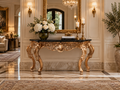 Regal Baroque Marble Top Console Table – Green, White or Black Marble
