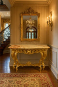Aurelia Ornate Gold Console Table with Ivory Marble Top