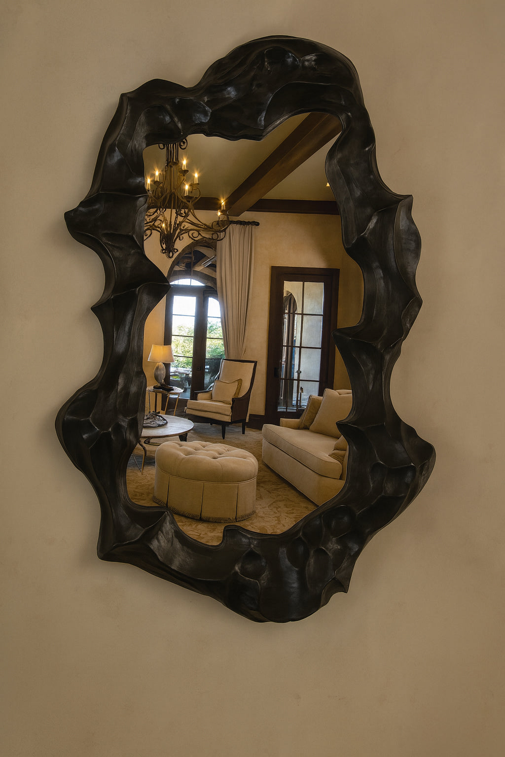 Luxury Sculptural Black Statement Mirror