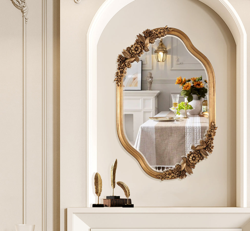 Baroque Floral Gold Framed Wall Mirror