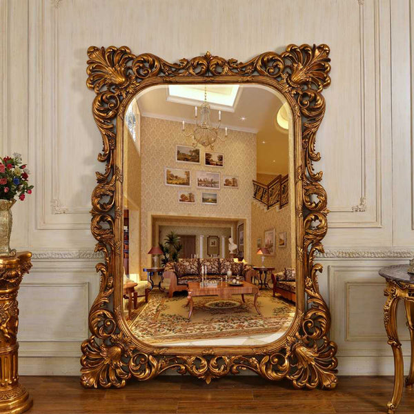 Solid Wood Floor Mirror – Full Length Decorative Standing Mirror