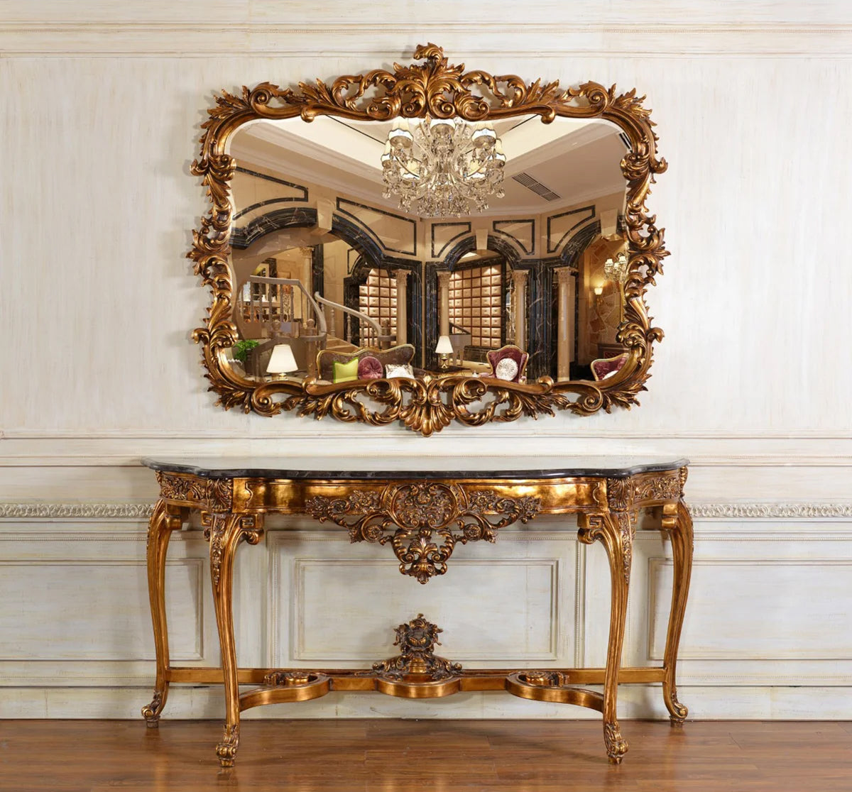 Ornate Baroque Accent Mirror – Gold or Silver Finish