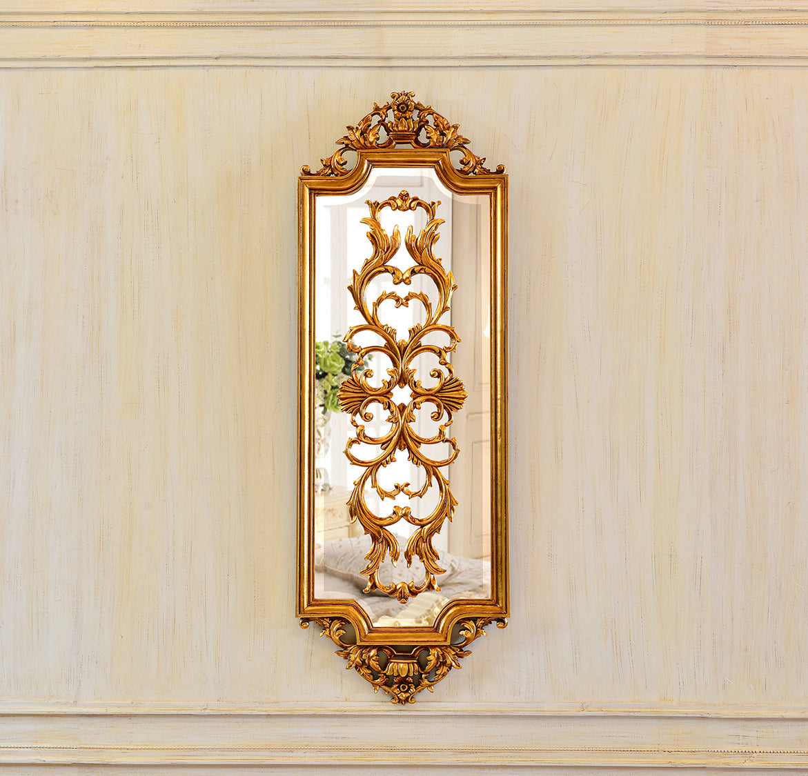 Opulent Gold Leaf Wall Mirror