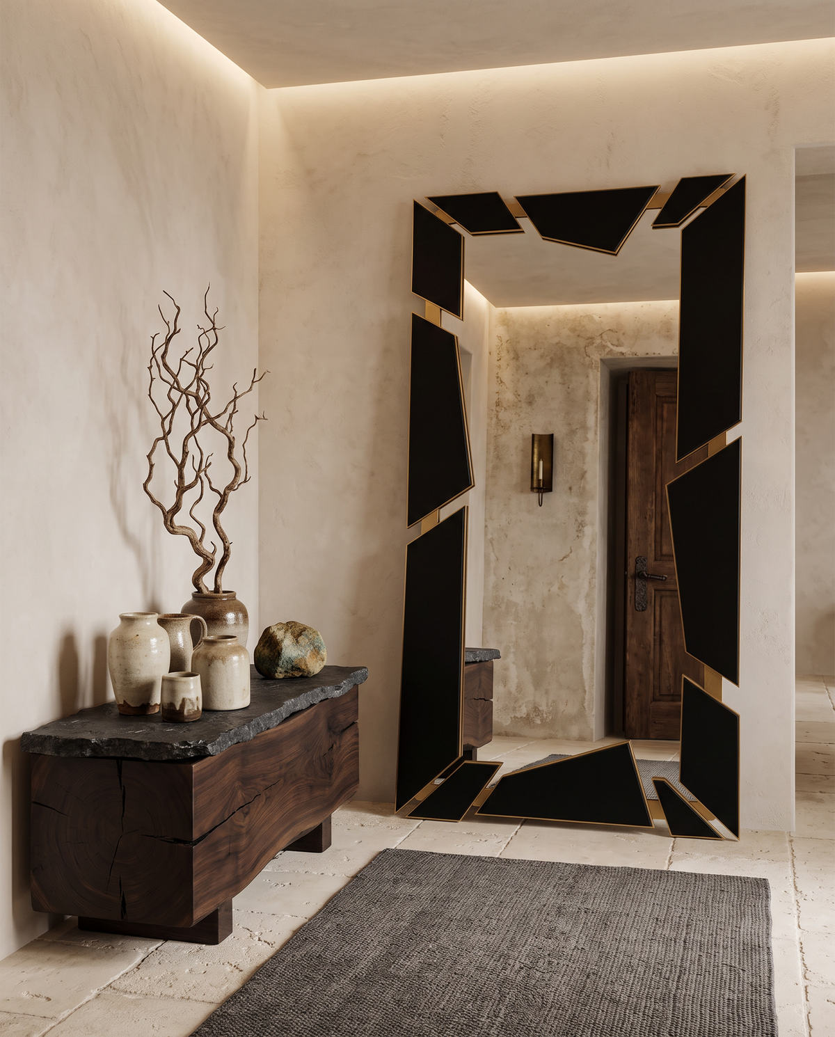 Facet Black & Gold Statement Mirror