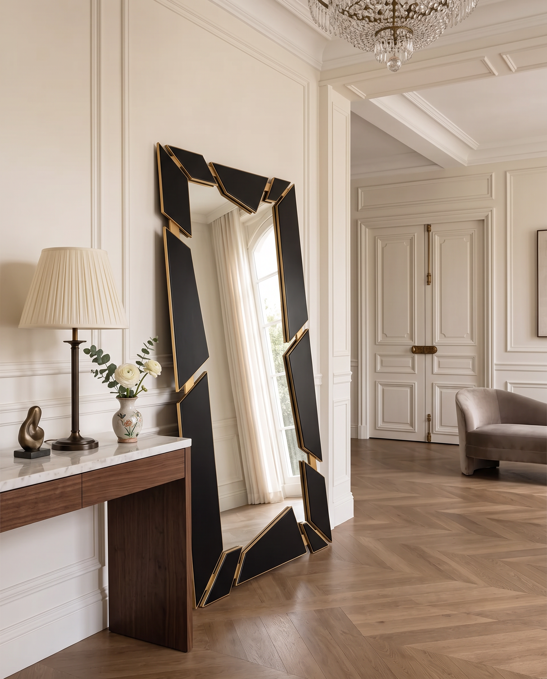Facet Black & Gold Statement Mirror