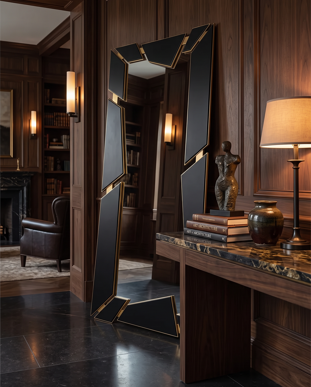 Facet Black & Gold Statement Mirror