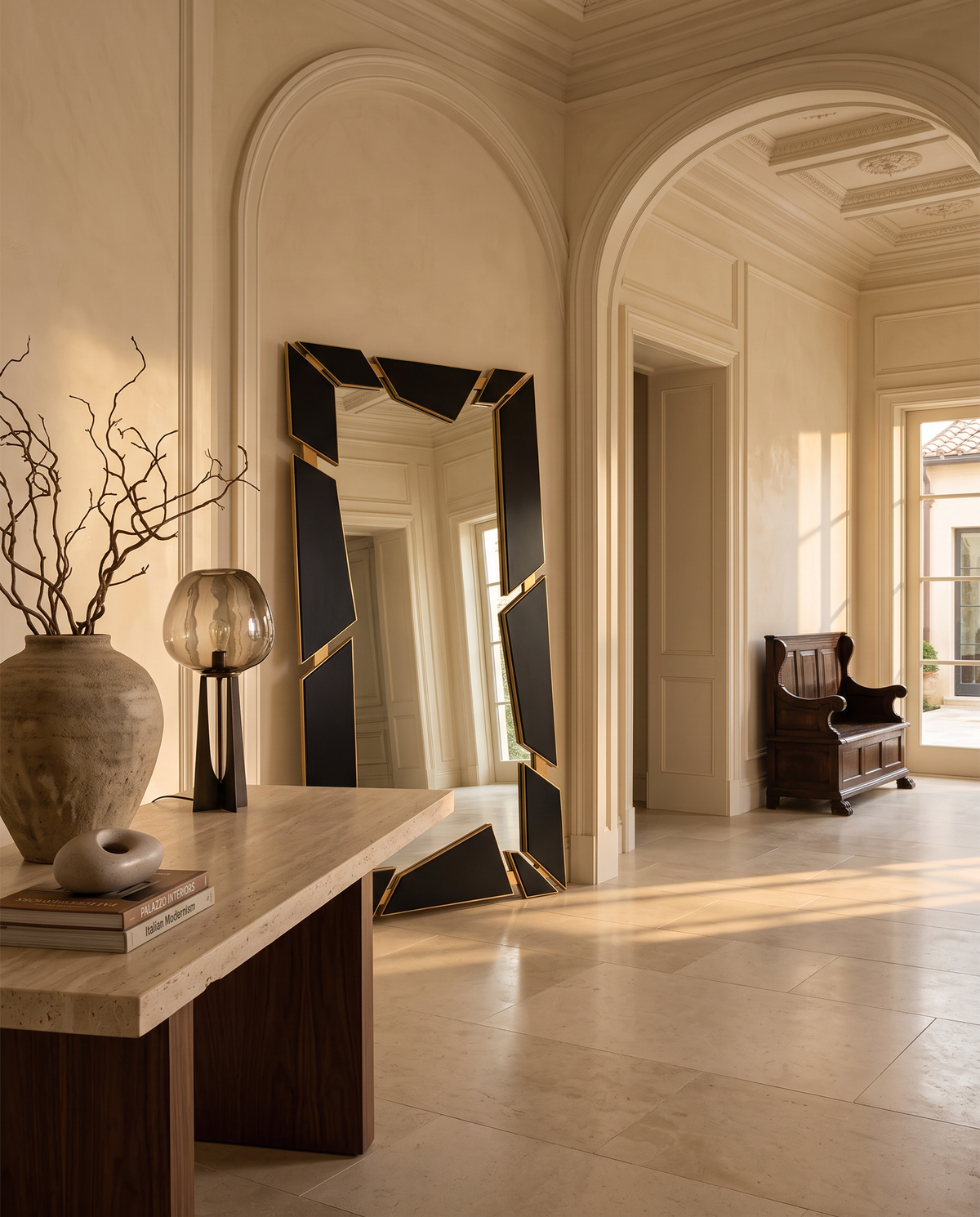 Facet Black & Gold Statement Mirror