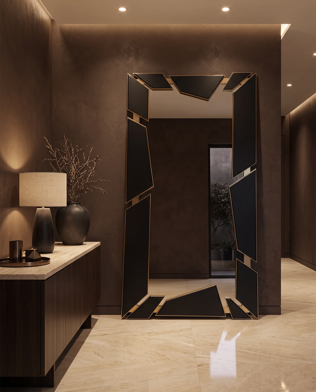 Facet Black & Gold Statement Mirror