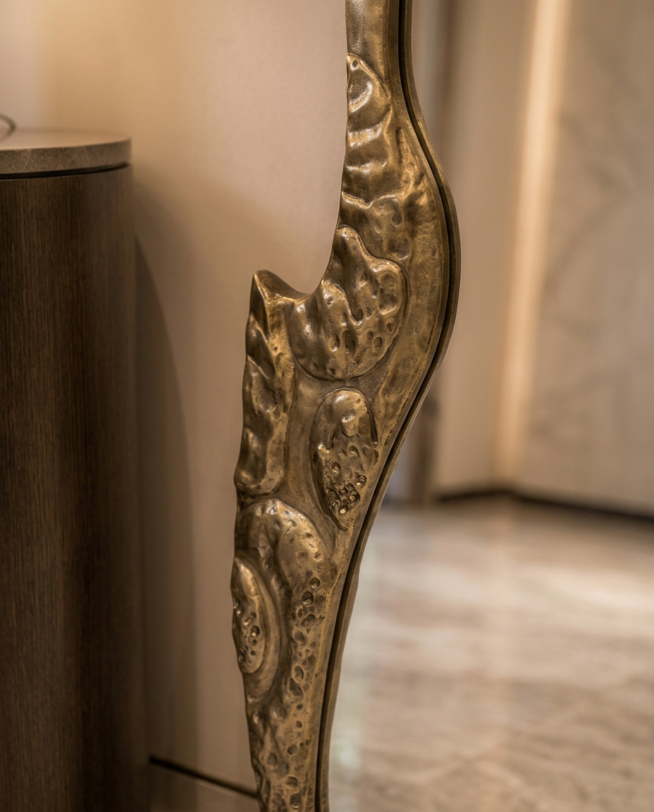 Fiamma Sculpted Gold Floor Mirror