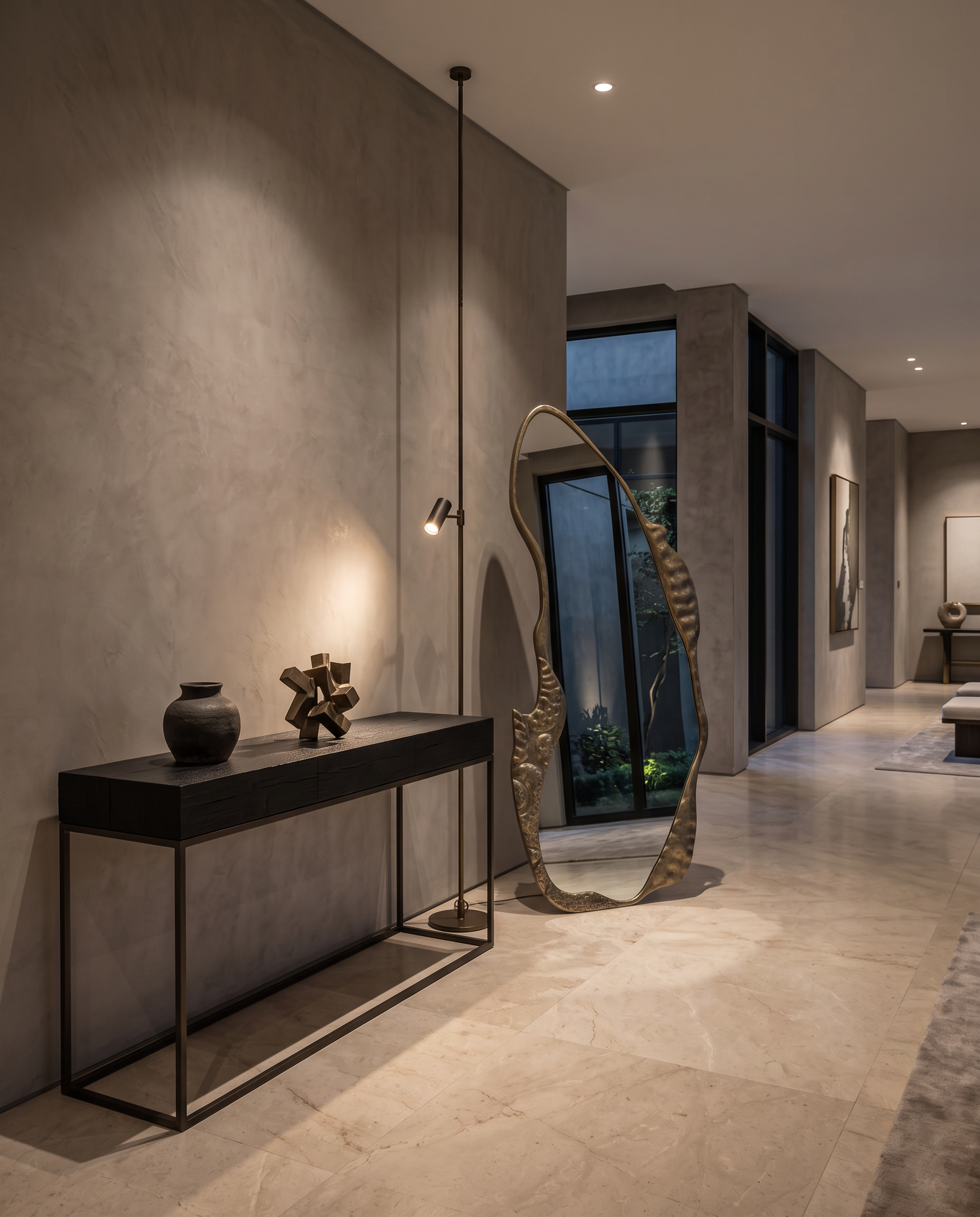 Fiamma Sculpted Gold Floor Mirror